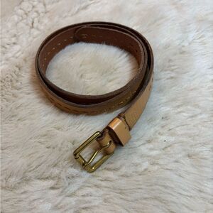 Fossil Light Brown Leather Belt with Gold Buckle